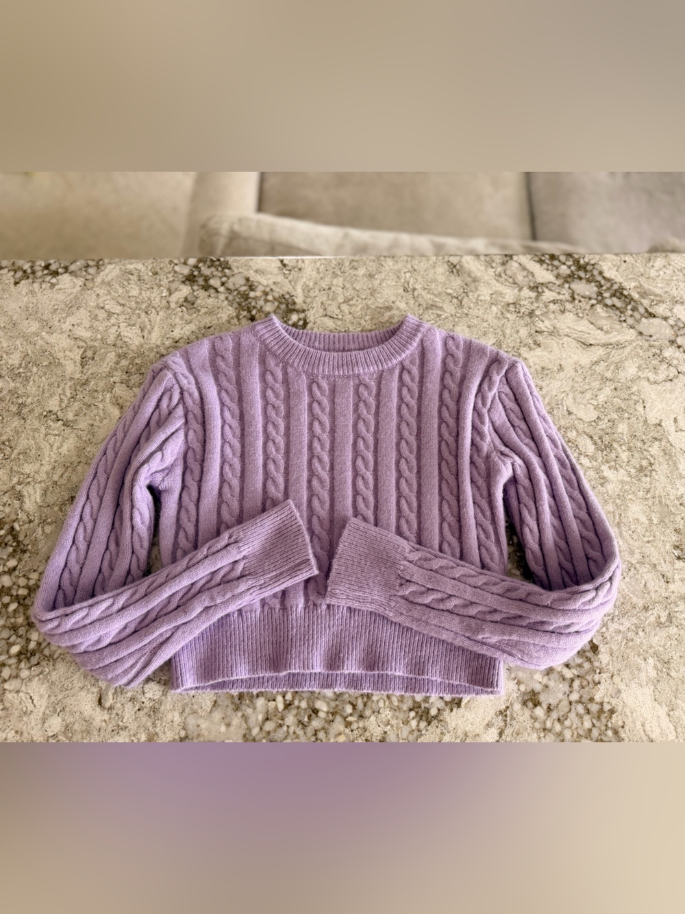 Lavender Purple Cropped Knit Sweater
